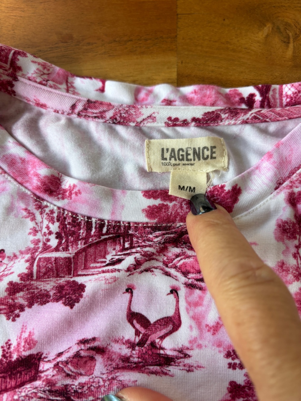 L'Agence Pink Toile Print Ressi Tee - Medium - Picture 5 of 7